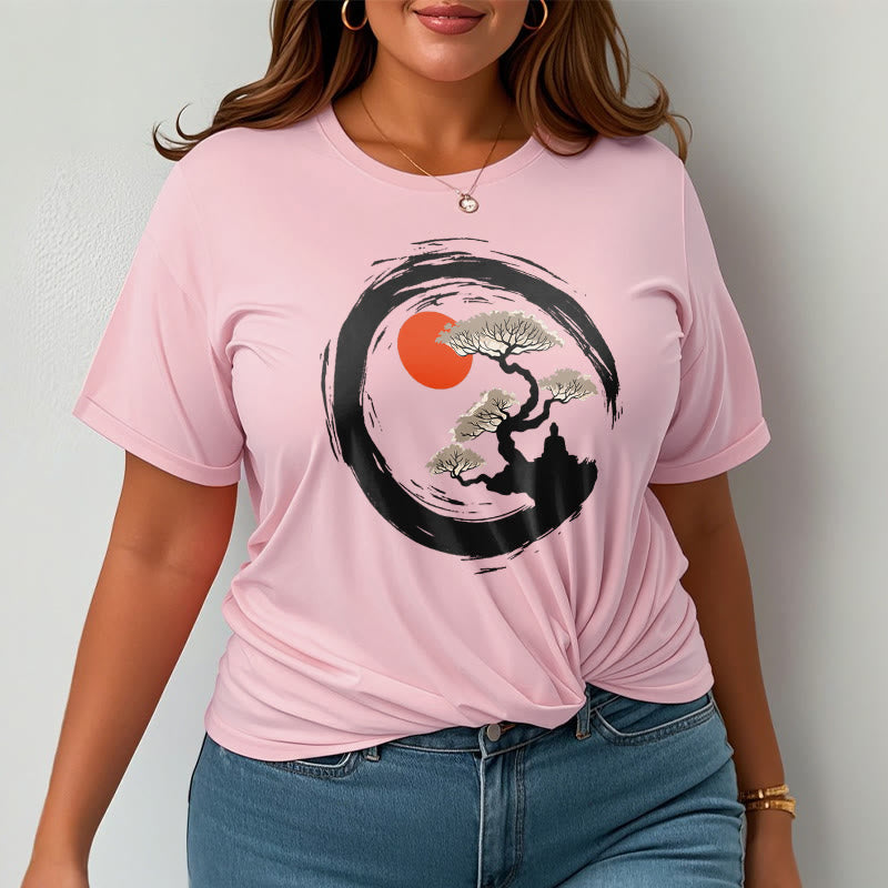 Buddha Stones Red Sun Pine Zen Circle Meditation Buddha Tee T-shirt - image 13