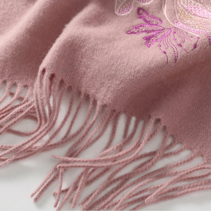 Buddha Stones Wool Shawl Flower Sequin Embroidery Tassel Winter Cozy Travel Scarf Wrap - image 3