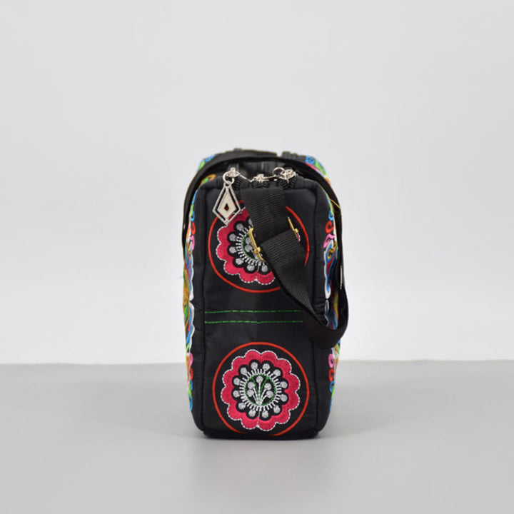 Buddha Stones Galsang Inula Flower Peony Peacock Double-Sided Embroidery Canvas Shopping Purse Handbag Crossbody Bag - image 4