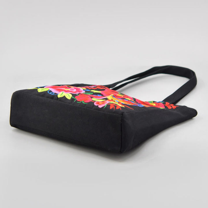 Buddha Stones Galsang Magpie Peony Camellia Chrysanthemum Embroidery Canvas Shopping Purse Handbag Shoulder Bag - image 10