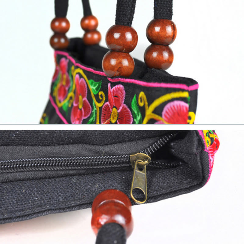 Buddha Stones Money Tree Peony Phoenix Apple Blossom Double-Sided Embroidery Cotton Canvas Shopping Purse Handbag - image 20