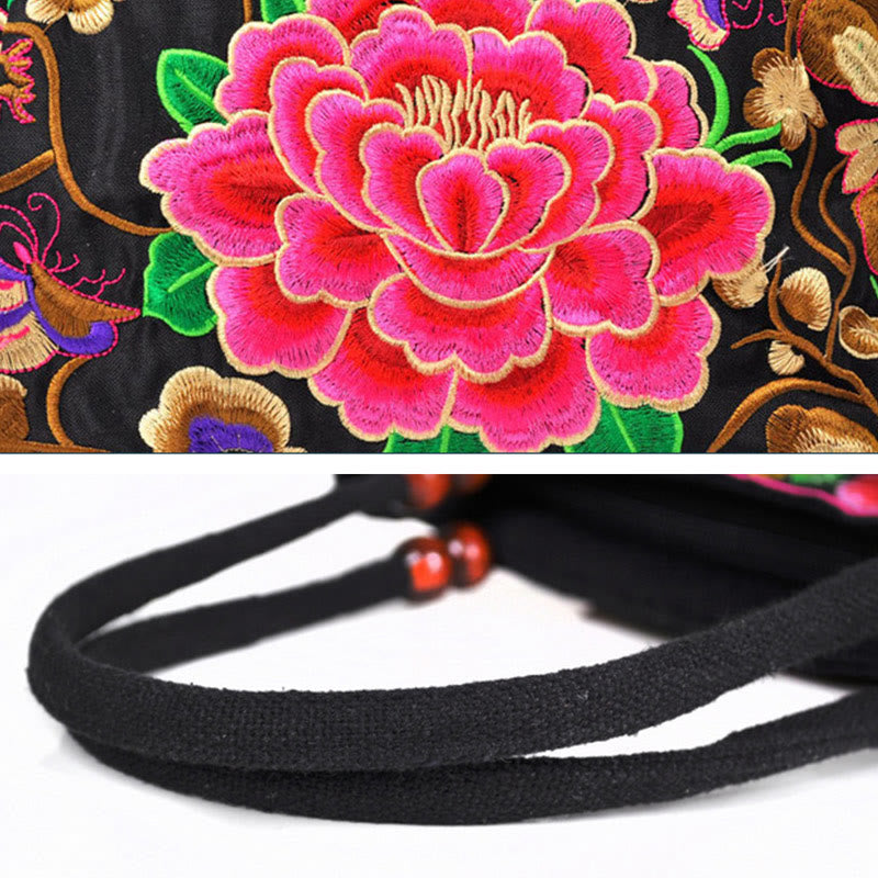 Buddha Stones Money Tree Peony Phoenix Apple Blossom Double-Sided Embroidery Cotton Canvas Shopping Purse Handbag - image 19