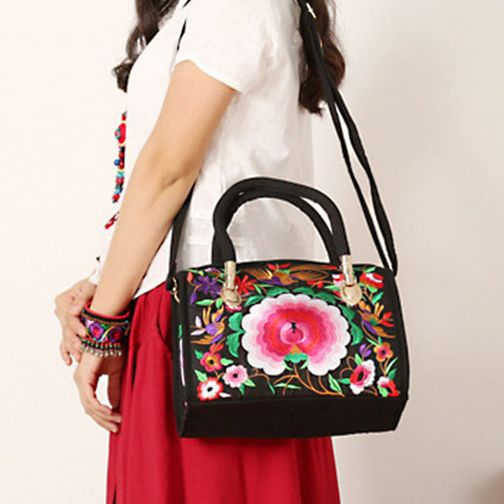 Buddha Stones Money Tree Peony Camellia Double-Sided Embroidery Canvas Shopping Purse Handbag Crossbody Bag - image 10