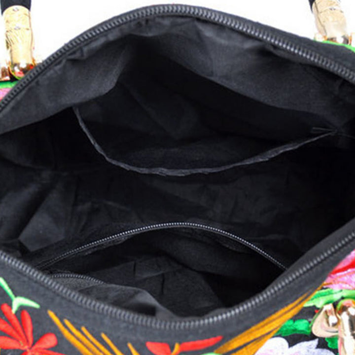 Buddha Stones Money Tree Peony Camellia Double-Sided Embroidery Canvas Shopping Purse Handbag Crossbody Bag - image 3