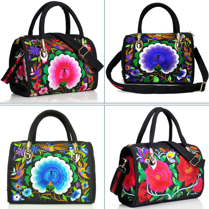 Buddha Stones Money Tree Peony Camellia Double-Sided Embroidery Canvas Shopping Purse Handbag Crossbody Bag - image 22