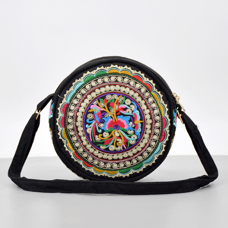 Buddha Stones Money Tree Galsang Inula Flower Peony Rose Peacock Double-Sided Embroidery Canvas Shopping Purse Handbag Crossbody Bag - Inula Flower - image 15
