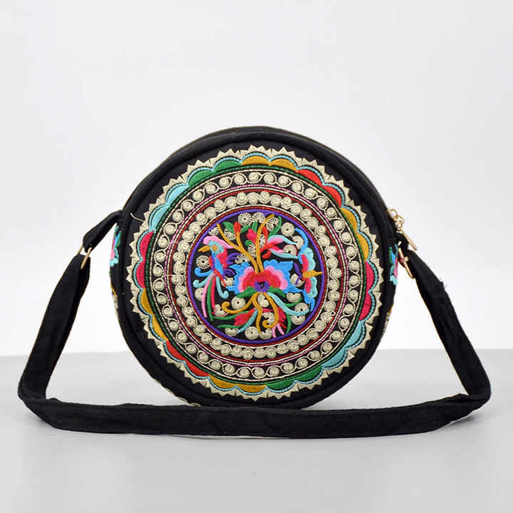 Buddha Stones Money Tree Galsang Inula Flower Peony Rose Peacock Double-Sided Embroidery Canvas Shopping Purse Handbag Crossbody Bag - Inula Flower - image 15