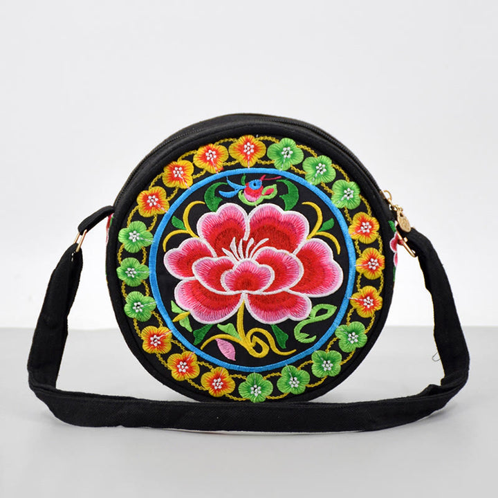Buddha Stones Money Tree Galsang Inula Flower Peony Rose Peacock Double-Sided Embroidery Canvas Shopping Purse Handbag Crossbody Bag - Apple Blossom - image 18