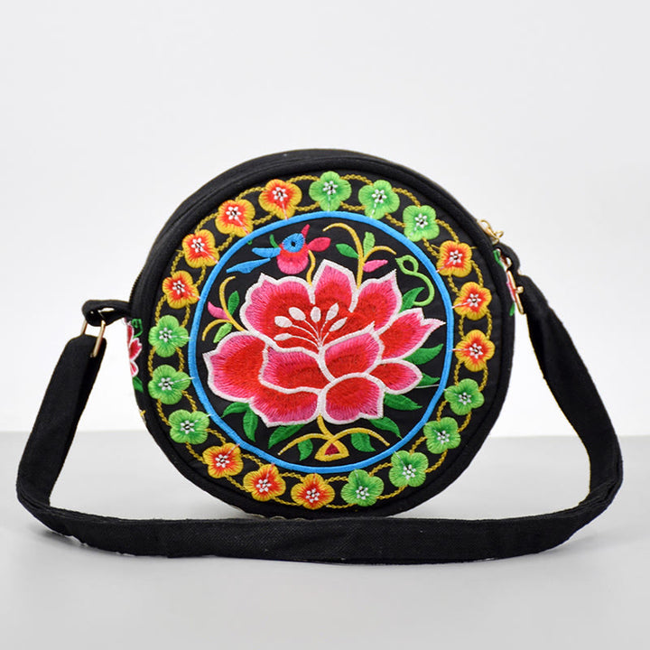 Buddha Stones Money Tree Galsang Inula Flower Peony Rose Peacock Double-Sided Embroidery Canvas Shopping Purse Handbag Crossbody Bag - Myrica Flower - image 19