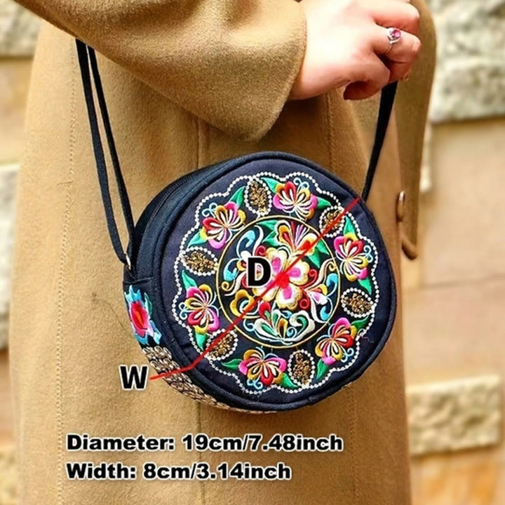Buddha Stones Money Tree Galsang Inula Flower Peony Rose Peacock Double-Sided Embroidery Canvas Shopping Purse Handbag Crossbody Bag - image 6