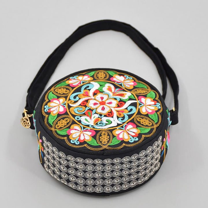 Buddha Stones Money Tree Galsang Inula Flower Peony Rose Peacock Double-Sided Embroidery Canvas Shopping Purse Handbag Crossbody Bag - image 2