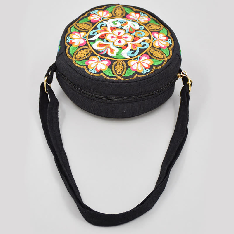 Buddha Stones Money Tree Galsang Inula Flower Peony Rose Peacock Double-Sided Embroidery Canvas Shopping Purse Handbag Crossbody Bag - image 3