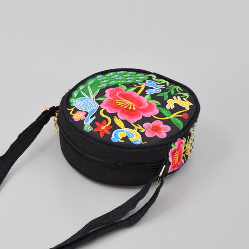 Buddha Stones Money Tree Galsang Inula Flower Peony Rose Peacock Double-Sided Embroidery Canvas Shopping Purse Handbag Crossbody Bag - image 10