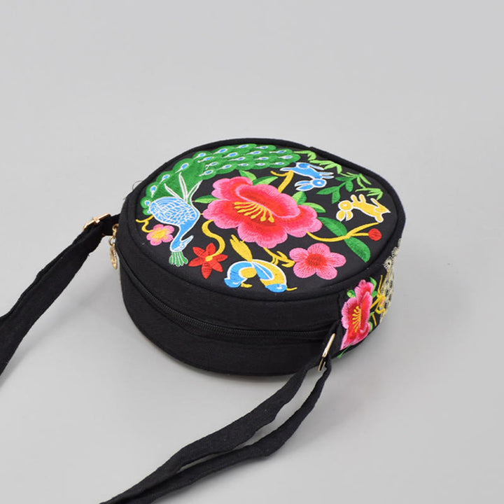Buddha Stones Money Tree Galsang Inula Flower Peony Rose Peacock Double-Sided Embroidery Canvas Shopping Purse Handbag Crossbody Bag - image 10