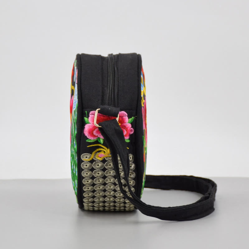Buddha Stones Money Tree Galsang Inula Flower Peony Rose Peacock Double-Sided Embroidery Canvas Shopping Purse Handbag Crossbody Bag - image 11