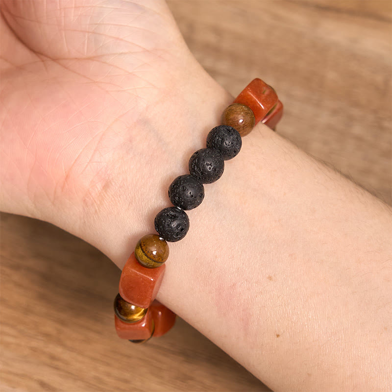 Buddha Stones Various Crystals Cube Amethyst Lava Rock Support Bracelet - image 56