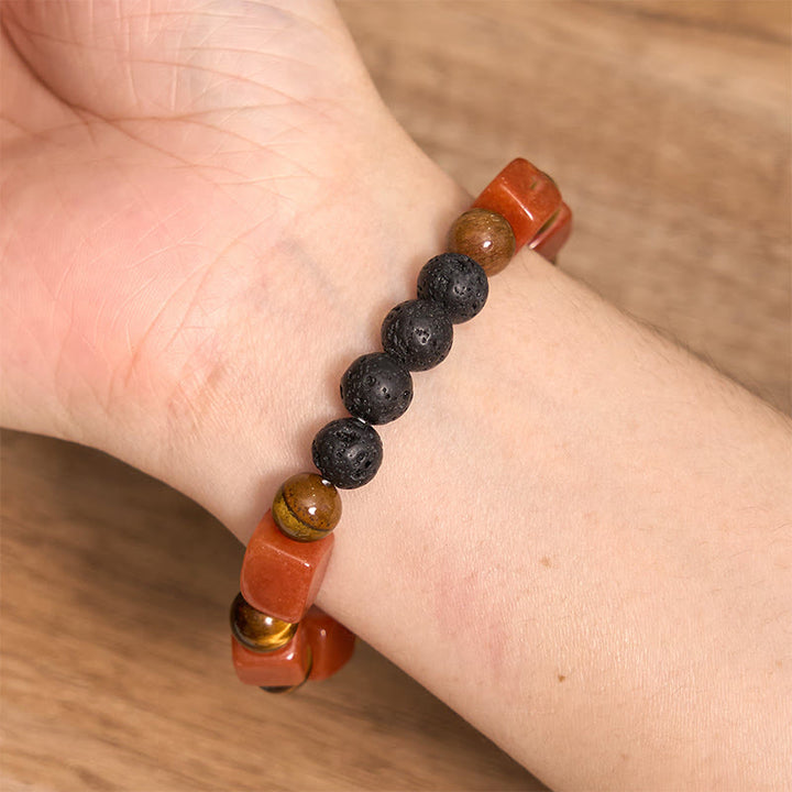 Buddha Stones Various Crystals Cube Amethyst Lava Rock Support Bracelet - image 56