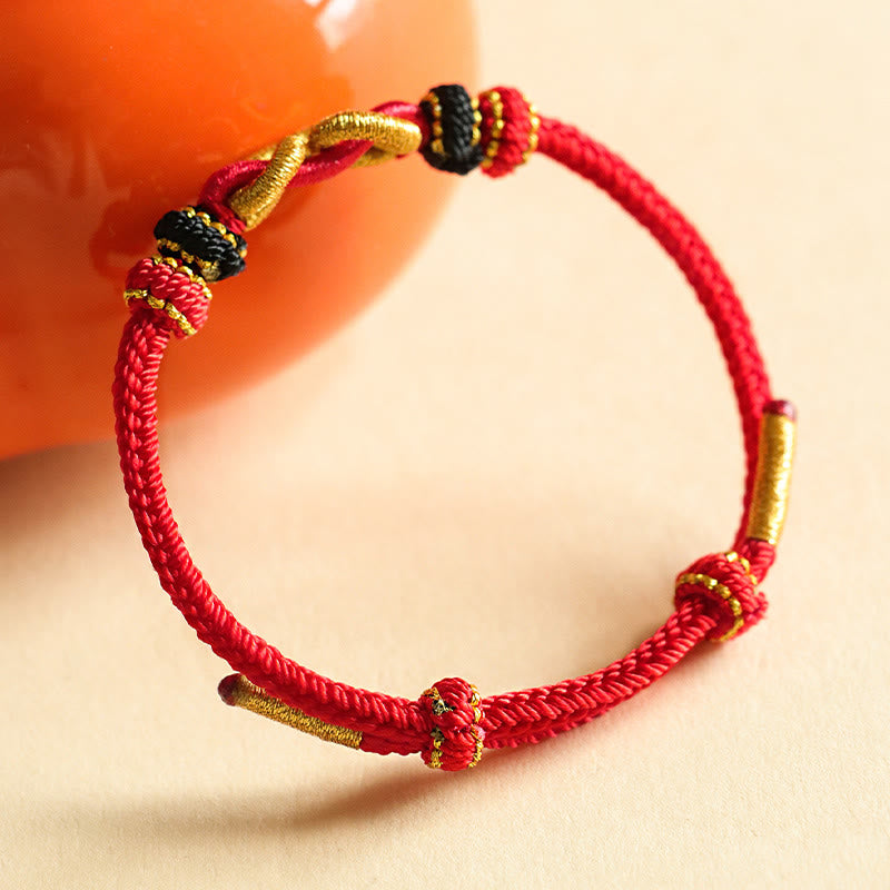 Buddha Stones Handmade Ingot Pattern Braided String Protection Bracelet - image 1