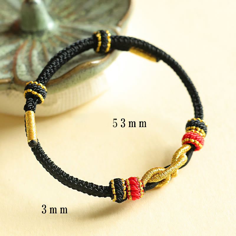 Buddha Stones Handmade Ingot Pattern Braided String Protection Bracelet - image 9