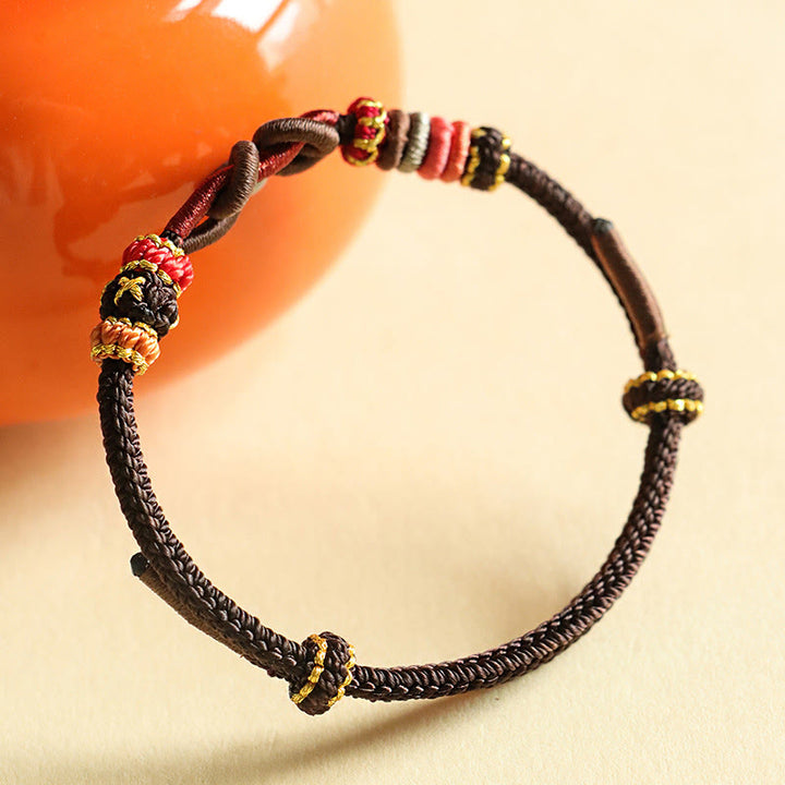 Buddha Stones Handmade Ingot Pattern Braided String Protection Bracelet - image 11
