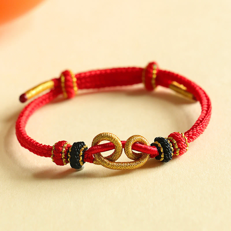 Buddha Stones Handmade Ingot Pattern Braided String Protection Bracelet - image 5