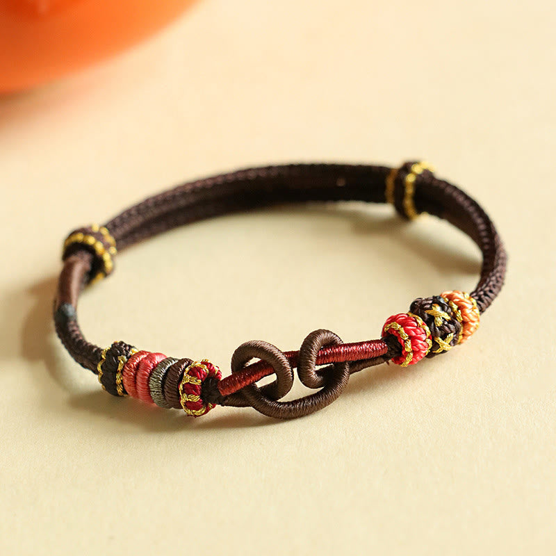 Buddha Stones Handmade Ingot Pattern Braided String Protection Bracelet - Brown Rope(Wrist Circumference: 14-16.5cm) - image 10