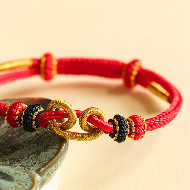 Buddha Stones Handmade Ingot Pattern Braided String Protection Bracelet - image 2