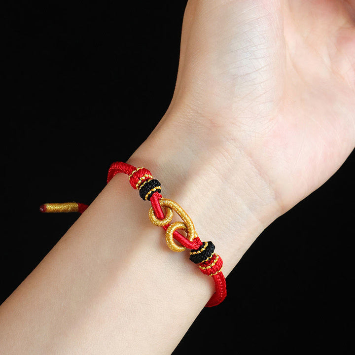 Buddha Stones Handmade Ingot Pattern Braided String Protection Bracelet - image 4