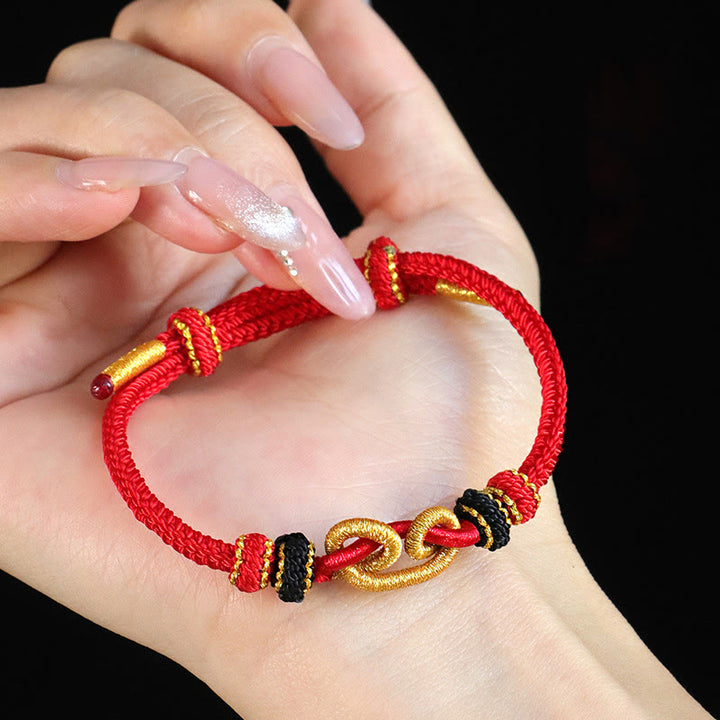 Buddha Stones Handmade Ingot Pattern Braided String Protection Bracelet - image 3