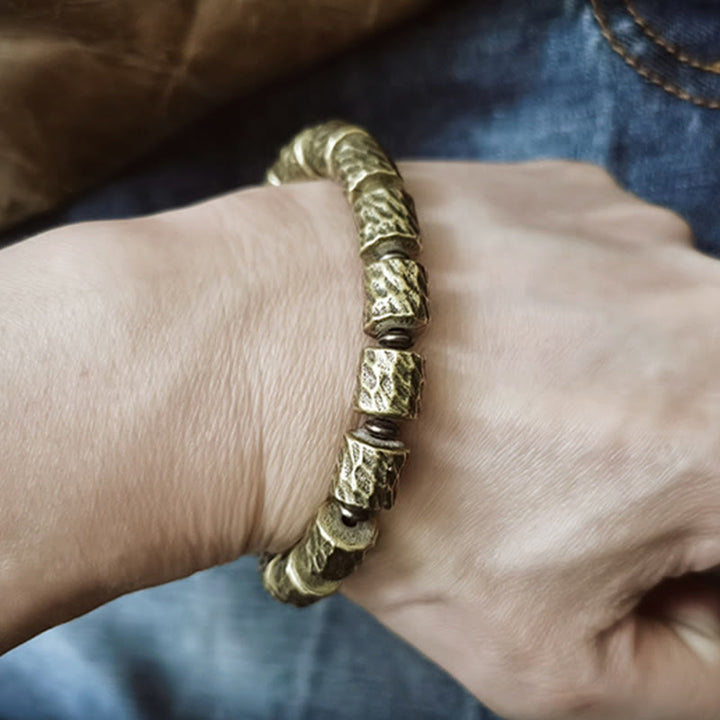 Buddha Stones Copper Meteorite Crater Pattern Luck Bracelet - image 6