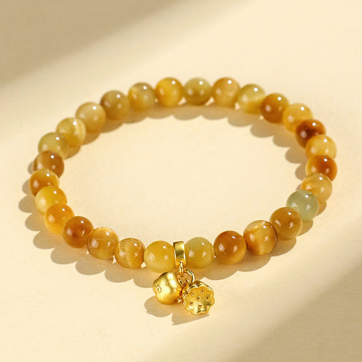 Buddha Stones Tiger Eye Fu Character Bamboo Koi Fish Lotus Om Mani Padme Hum Protection Bracelet - Lotus Pod(Wrist Circumference: 14-16cm) - image 5
