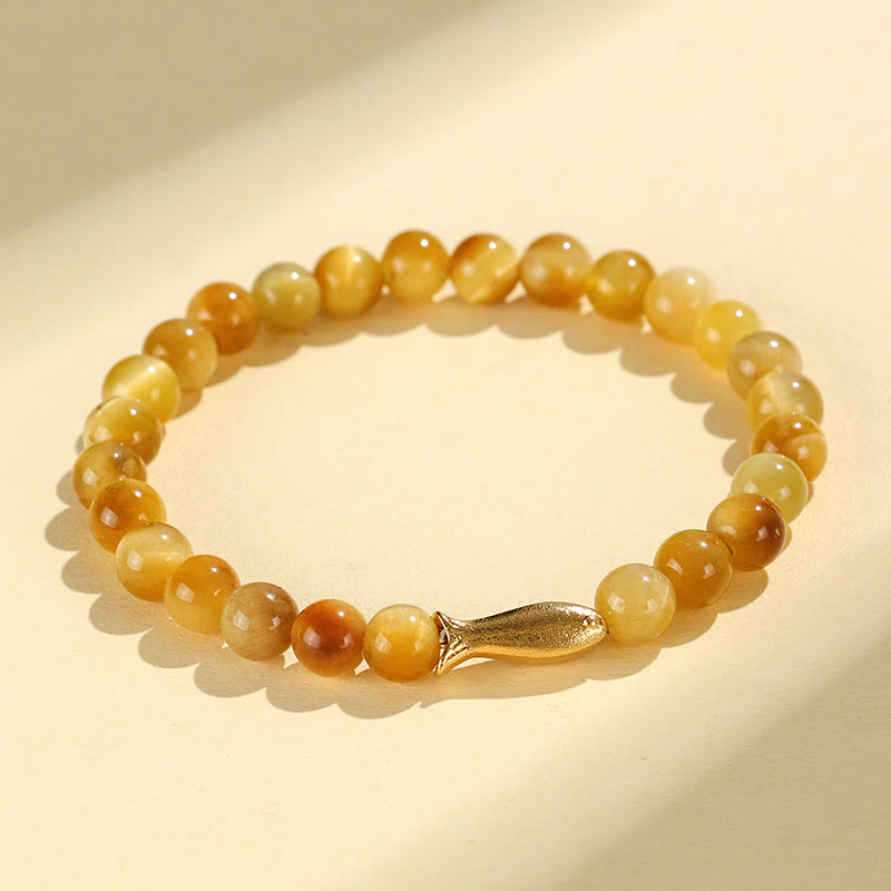 Buddha Stones Tiger Eye Fu Character Bamboo Koi Fish Lotus Om Mani Padme Hum Protection Bracelet - Koi Fish(Wrist Circumference: 14-16cm) - image 10