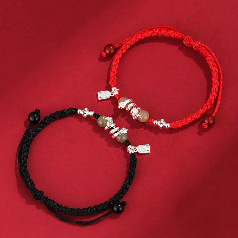 Buddha Stones Hetian Jade Year of the Snake String Protection Braided Bracelet - image 11