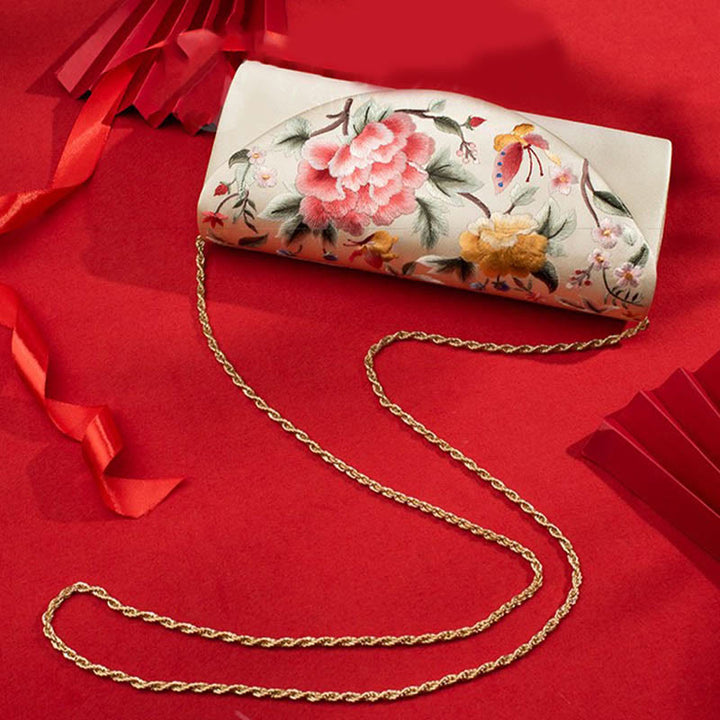 Buddha Stones Peony Tulip Su Embroidery Wedding Shopping Purse Handbag Crossbody Bag - image 3