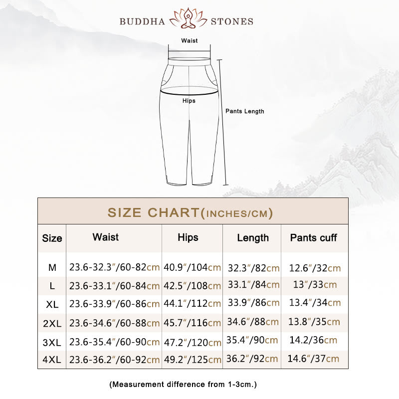 Buddha Stones Vintage Embroidery Elastic Waist Capri Harem Pants With Pockets - image 5