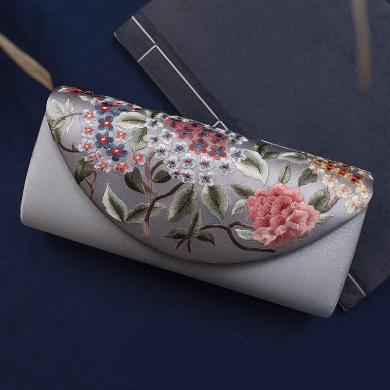 Buddha Stones Hydrangea Su Embroidery Wedding Shopping Wallet Purse Handbag Crossbody Bag - Gray (Hydrangea)24*5.5*11cm - image 23