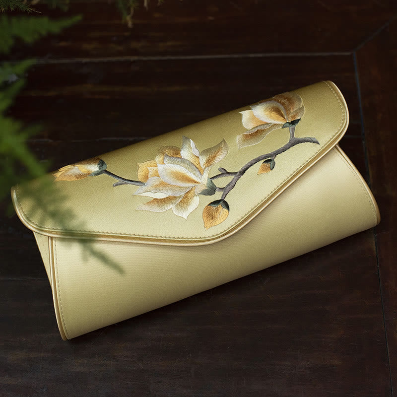 Buddha Stones Magnolia Su Embroidery Wedding Shopping Purse Handbag Crossbody Bag - Magnolia Bright Gold (medium) 24*12*5.5cm - image 1