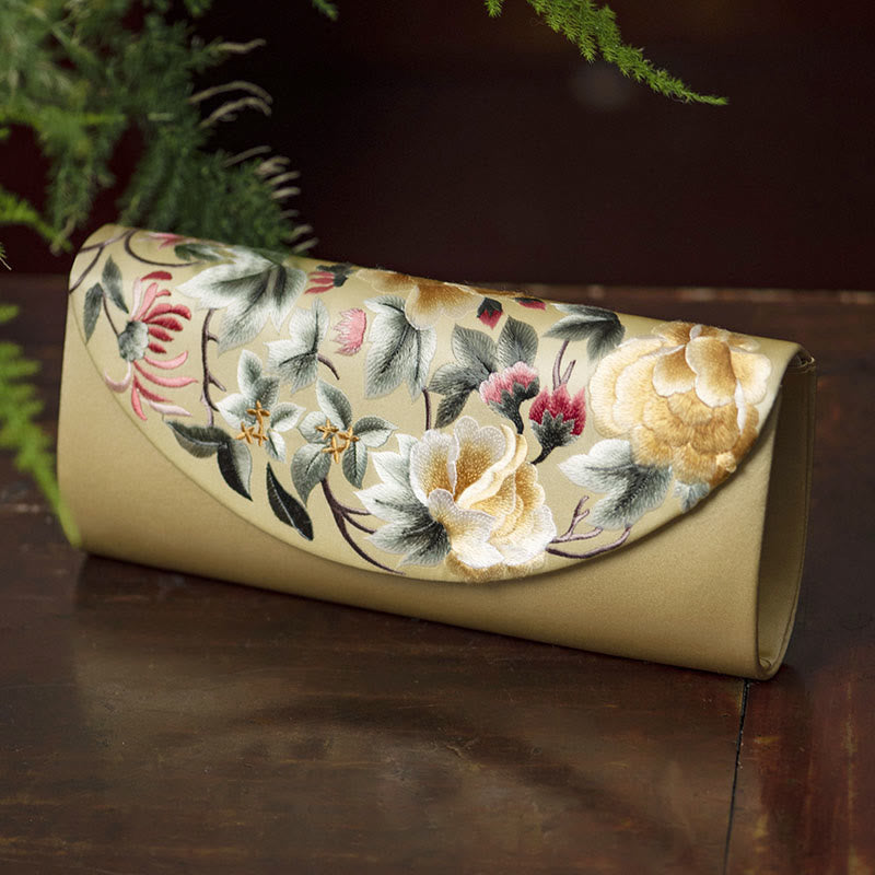Buddha Stones Su Embroidery Wedding Shopping Purse Handbag Crossbody Bag - Gold Color(24*7*12cm) - image 1