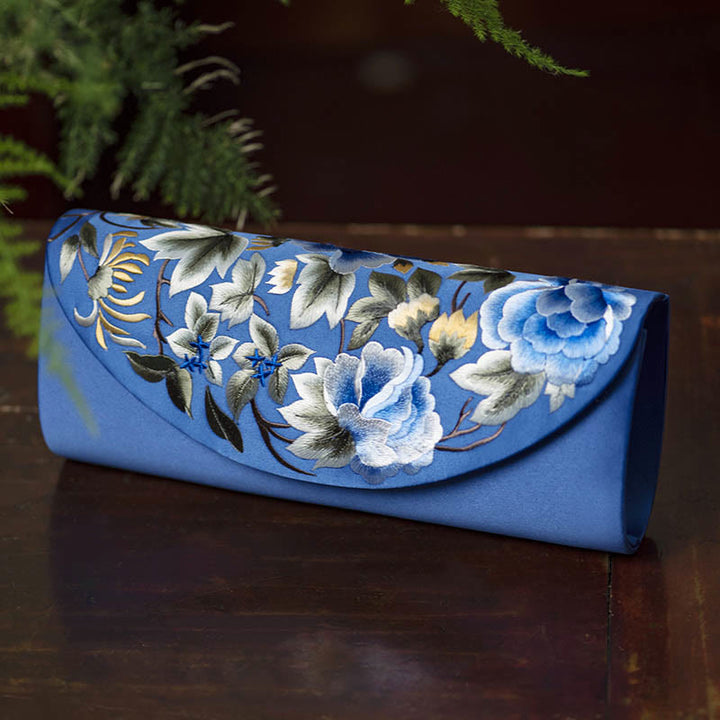 Buddha Stones Su Embroidery Wedding Shopping Purse Handbag Crossbody Bag - Royal Blue Color(24*7*12cm) - image 15