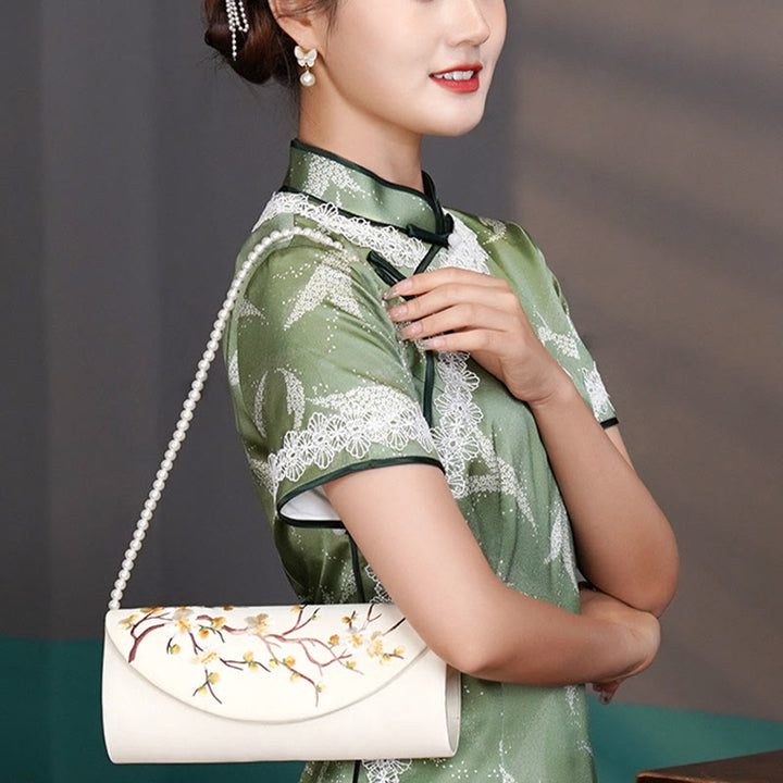 Buddha Stones Plum Bossom Tulip Su Embroidery Wedding Shopping Purse Handbag Crossbody Bag - image 3