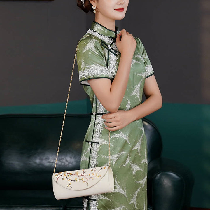 Buddha Stones Plum Bossom Tulip Su Embroidery Wedding Shopping Purse Handbag Crossbody Bag - image 5