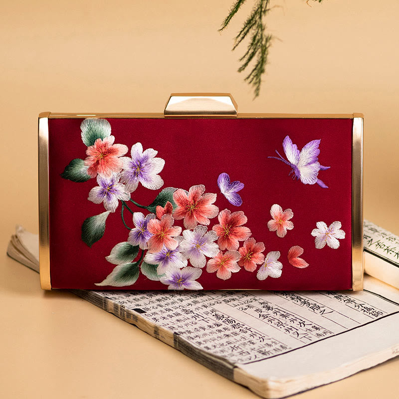 Buddha Stones Carnation Peony Begonia Su Embroidery Wedding Shopping Purse Handbag Crossbody Bag - Wine Red (Begonia)20*11cm - image 19