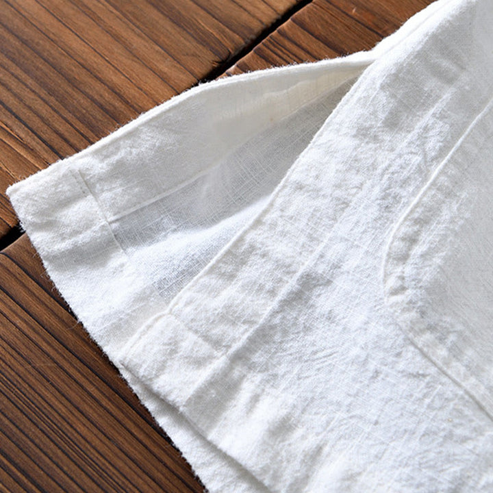 Buddha Stones Frog-Button Chinese Tang Suit Cotton Linen Men Shirt With Pockets - image 12
