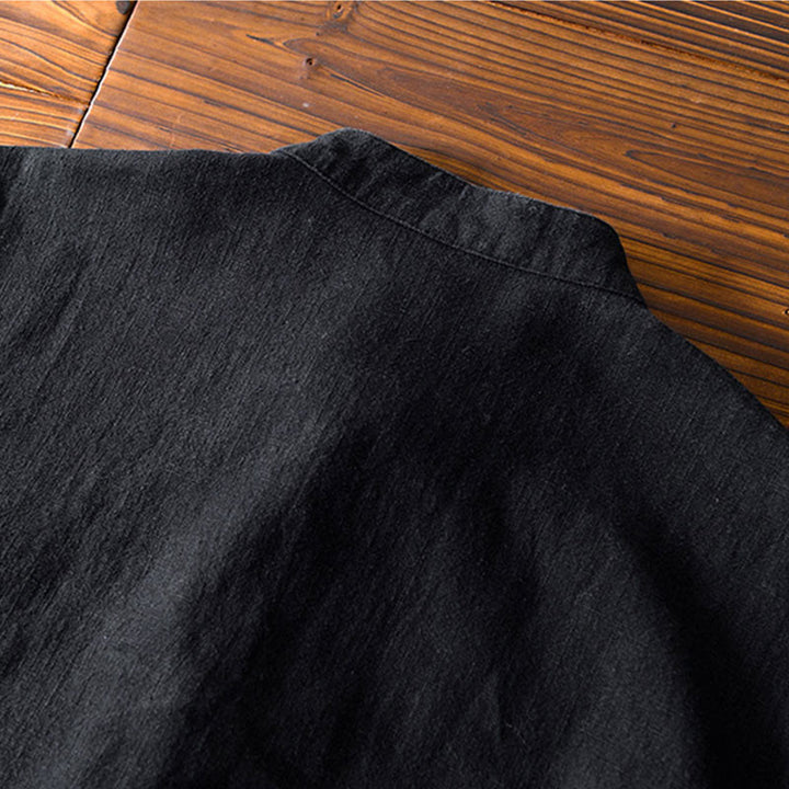 Buddha Stones Frog-Button Chinese Tang Suit Cotton Linen Men Shirt With Pockets - image 17