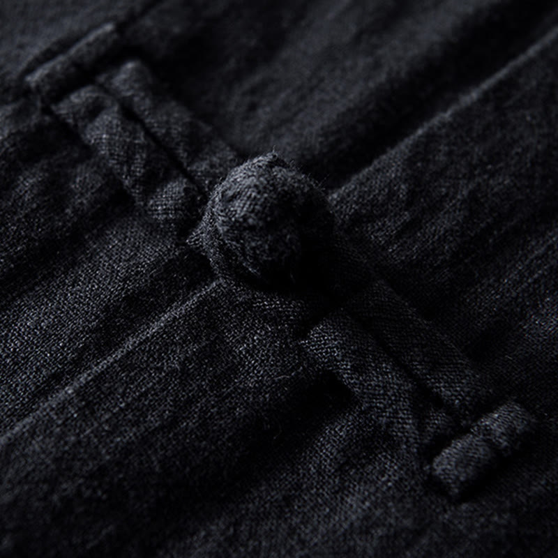 Buddha Stones Frog-Button Chinese Tang Suit Cotton Linen Men Shirt With Pockets - image 19