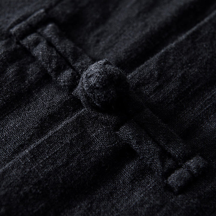 Buddha Stones Frog-Button Chinese Tang Suit Cotton Linen Men Shirt With Pockets - image 19