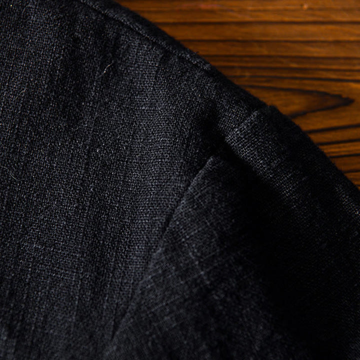 Buddha Stones Frog-Button Chinese Tang Suit Cotton Linen Men Shirt With Pockets - image 18