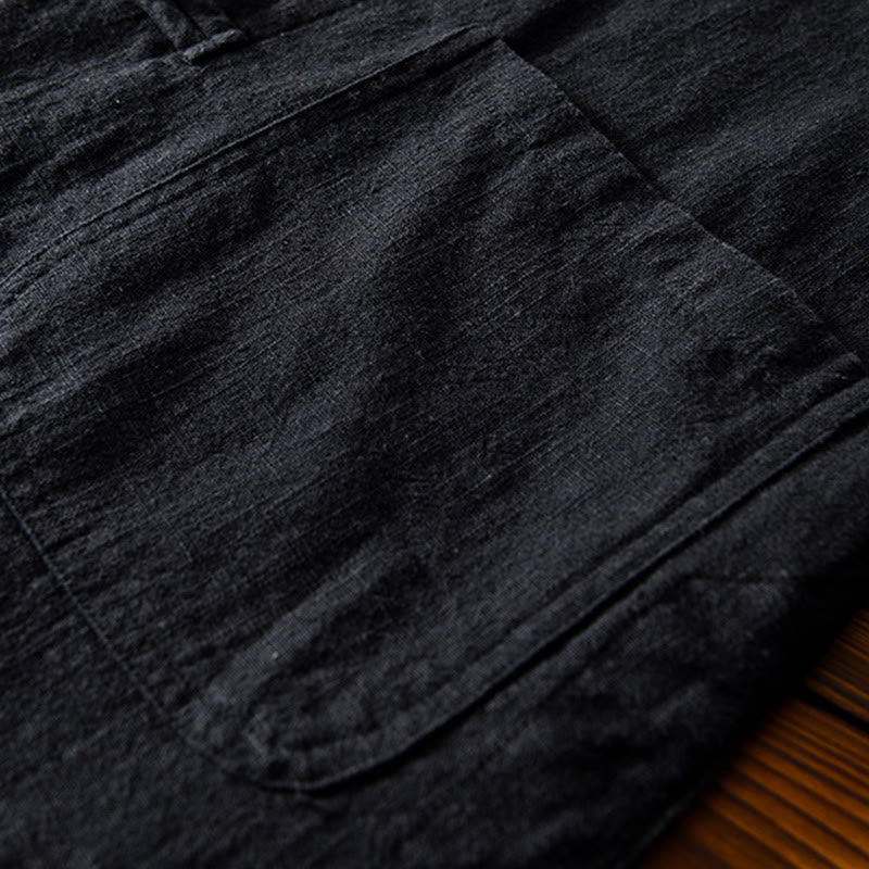 Buddha Stones Frog-Button Chinese Tang Suit Cotton Linen Men Shirt With Pockets - image 20