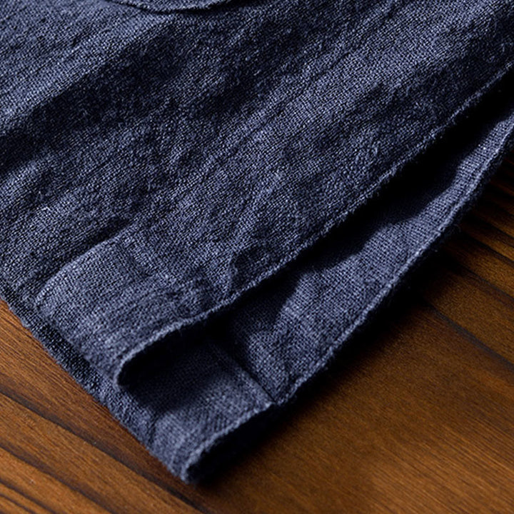 Buddha Stones Frog-Button Chinese Tang Suit Cotton Linen Men Shirt With Pockets - image 32