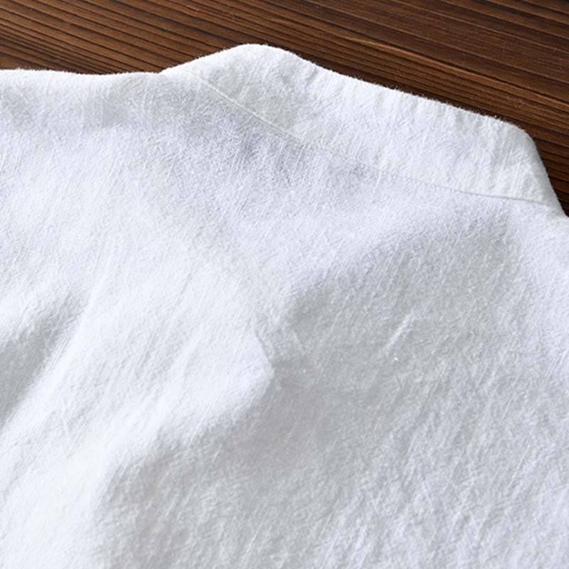 Buddha Stones Frog-Button Chinese Tang Suit Cotton Linen Men Shirt With Pockets - image 9